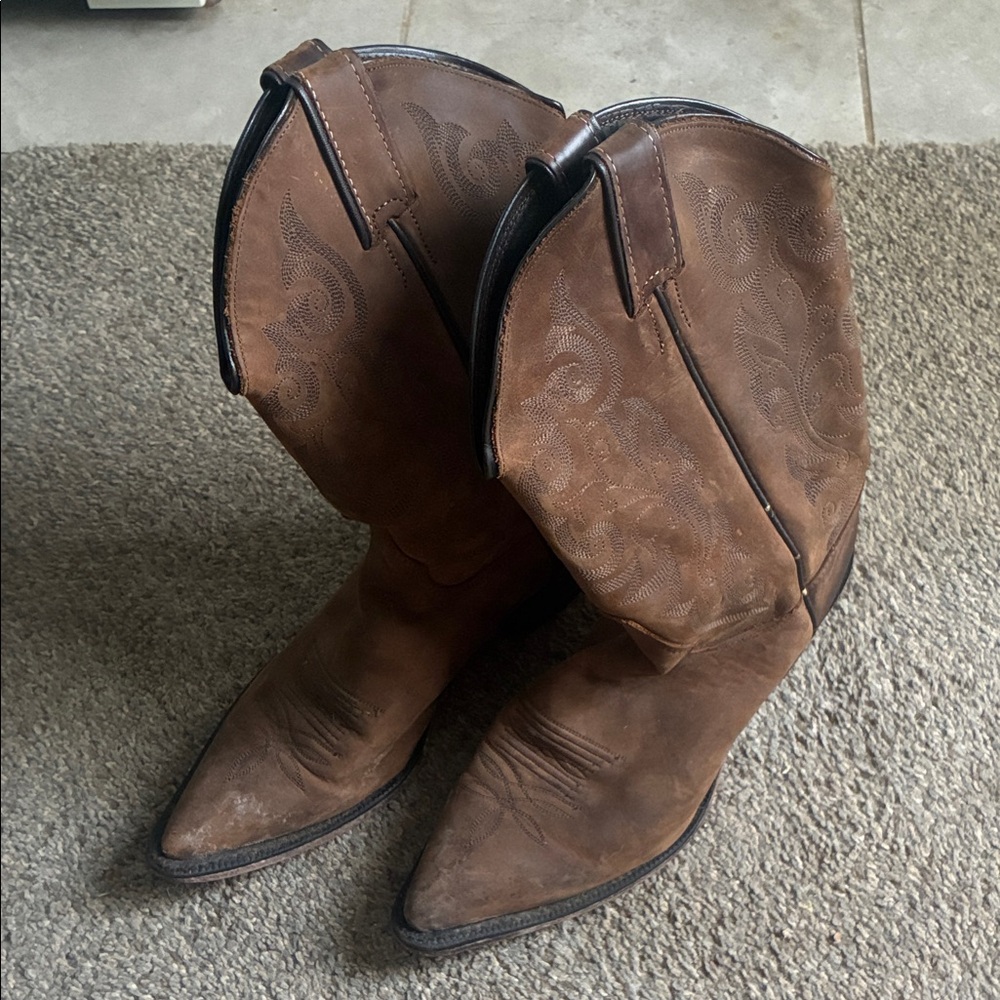 Justin Boots Brown Leather Western Heeled Cowboy Boots